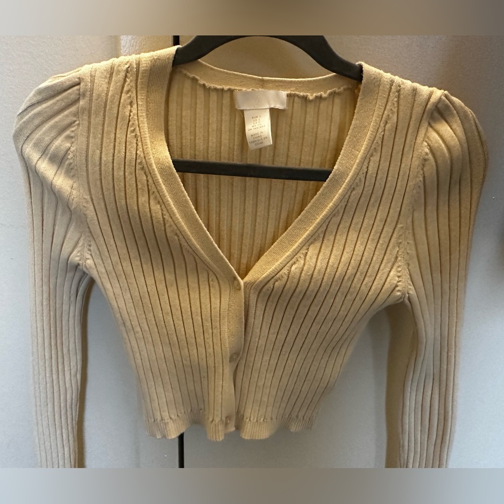 Ribbed button up crop top cardigan